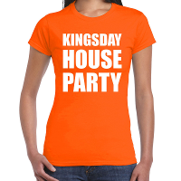 Koningsdag t shirt Kingsday house party oranje voor dames