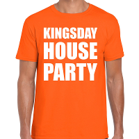 Koningsdag t shirt Kingsday house party oranje voor heren
