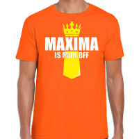 Koningsdag t shirt Maxima is mijn BFF met kroontje oranje voor heren
