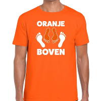 Koningsdag t shirt oranje boven voor heren
