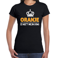 Koningsdag t shirt   oranje is niet mijn ding   dames   zwart