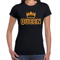 Koningsdag t shirt   queen kroontje   dames   zwart