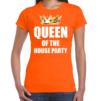 Koningsdag t shirt Queen of the house party oranje voor dames
