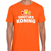 Koningsdag t shirt Shotjes Koning oranje voor heren