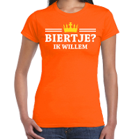 Koningsdag t shirt voor dames   biertje, ik willem   oranje   feestkleding