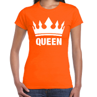 Koningsdag T shirt voor dames   Queen   kroon   oranje   feestkleding