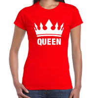 Koningsdag T shirt voor dames   Queen   kroon   rood   feestkleding