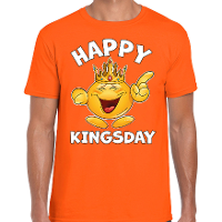 Koningsdag T shirt voor heren   happy kingsday   oranje   feestkleding