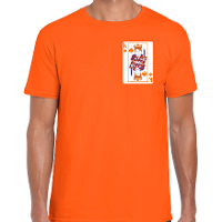 Koningsdag T shirt voor heren   kaarten koning   oranje   feestkleding