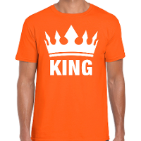 Koningsdag t shirt voor heren   King   oranje   feestkleding