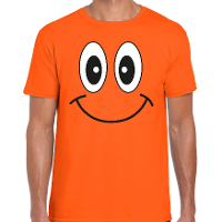 Koningsdag T shirt voor heren   Smile Emoticon   oranje   feestkleding