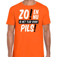 Koningsdag T shirt voor heren   tijd voor pils   oranje   bier   feestkleding