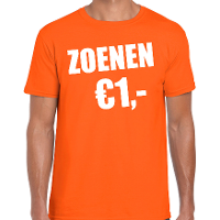 Koningsdag t shirt voor heren   zoenen 1 euro   oranje   feestkleding