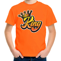 Koningsdag t shirt voor kinderen/jongens   King   oranje   feestkleding