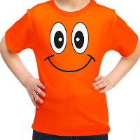 Koningsdag t shirt voor kinderen/meisjes   Smile Emoticon   oranje   feestkleding