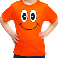 Koningsdag t shirt voor kinderen/meisjes   smiley   oranje   feestkleding