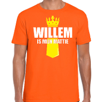 Koningsdag t shirt Willem is mijn mattie met kroontje oranje voor heren