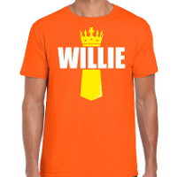 Koningsdag t shirt   Willie met kroontje  oranje   voor heren   Kingsday outfit / kleding   shirts