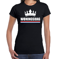 Koningsdag t shirt Woningsdag zwart voor dames