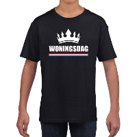 Koningsdag t shirt Woningsdag zwart voor kinderen