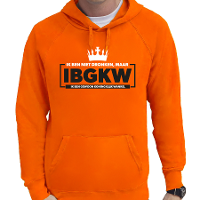 Koningsdag verkleed hoodie heren   ik ben niet dronken   oranje