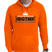 Koningsdag verkleed hoodie heren   tijdelijk minder functioneel   oranje