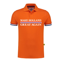 Koningsdag verkleed poloshirt heren   make Holland great again   oranje