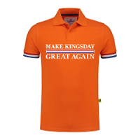 Koningsdag verkleed poloshirt heren   make kingsday great again   oranje