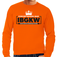 Koningsdag verkleed sweater heren   ik ben niet dronken   oranje