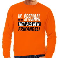 Koningsdag verkleed sweater heren   ik ben speciaal   oranje