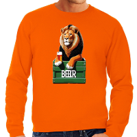 Koningsdag verkleed sweater heren   leeuw   bier drinken   oranje