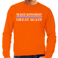 Koningsdag verkleed sweater heren   make Kingsday great again   oranje