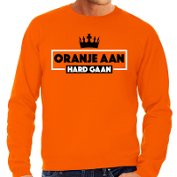 Koningsdag verkleed sweater heren   oranje aan hard gaan   oranje