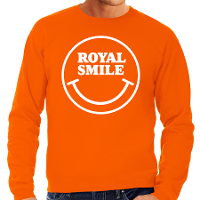 Koningsdag verkleed sweater heren   smiley   Royal smile   oranje