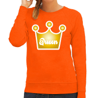 Koningsdag verkleed sweater kroon   Queen   oranje   dames