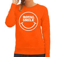 Koningsdag verkleed sweater smiley   royal smile   oranje   dames