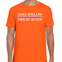 Koningsdag verkleed t shirt heren   make Holland great again   oranje