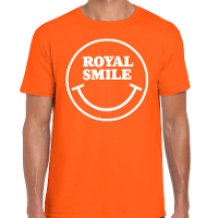 Koningsdag verkleed t shirt heren   smiley   Royal smile   oranje
