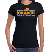 Koningsdag verkleed T shirt voor dames   oranje staat mij niet   zwart   feestkleding