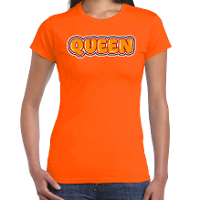 Koningsdag verkleed T shirt voor dames   Queen   oranje   feestkleding