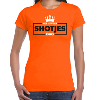 Koningsdag verkleed T shirt voor dames   shotjes   oranje   feestkleding