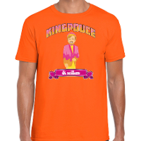 Koningsdag verkleed T shirt voor heren   kingpouce/tompouce   oranje   feestkleding