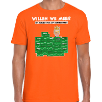 Koningsdag verkleed T shirt voor heren   meer of minder   bier/pils   oranje   feestkleding