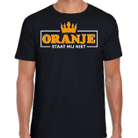 Koningsdag verkleed T shirt voor heren   oranje staat mij niet   zwart   feestkleding