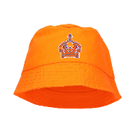 Koningsdag vissershoedje/bucket hat oranje   kroontje   57 58 cm