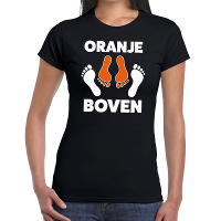 Koningsdag zwart t shirt oranje boven voor dames