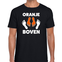 Koningsdag zwart t shirt oranje boven voor heren