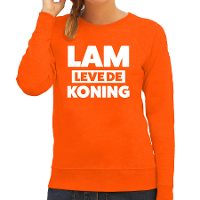 Lam leve de koning sweater   oranje   voor dames   Koningsdag truien