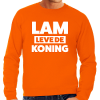 Lam leve de koning sweater oranje voor heren   Koningsdag truien