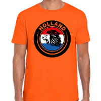 Leeuw in vlag oranje t shirt Holland / Nederland supporter EK/ WK voor heren